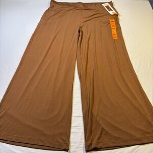 Three Dots Wide Leg Palazzo Pants Brown XXL Elastic Waist New With Tags